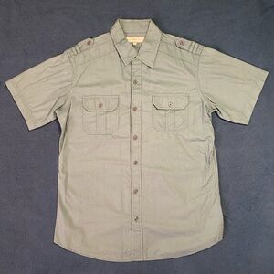 PD&C Olive Short Sleeve Dress Shirt